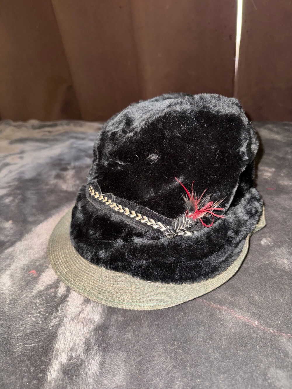 Stetson Fur Hat Size 7 Black Genuine Leather Sweatband Braided Band